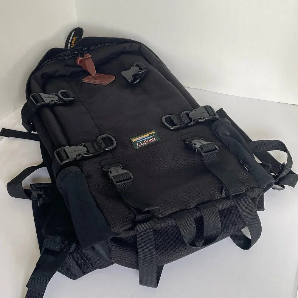 L.L.Bean Bigelow Cordura Backpack Black Nylon Day Hiking Mountain H2O